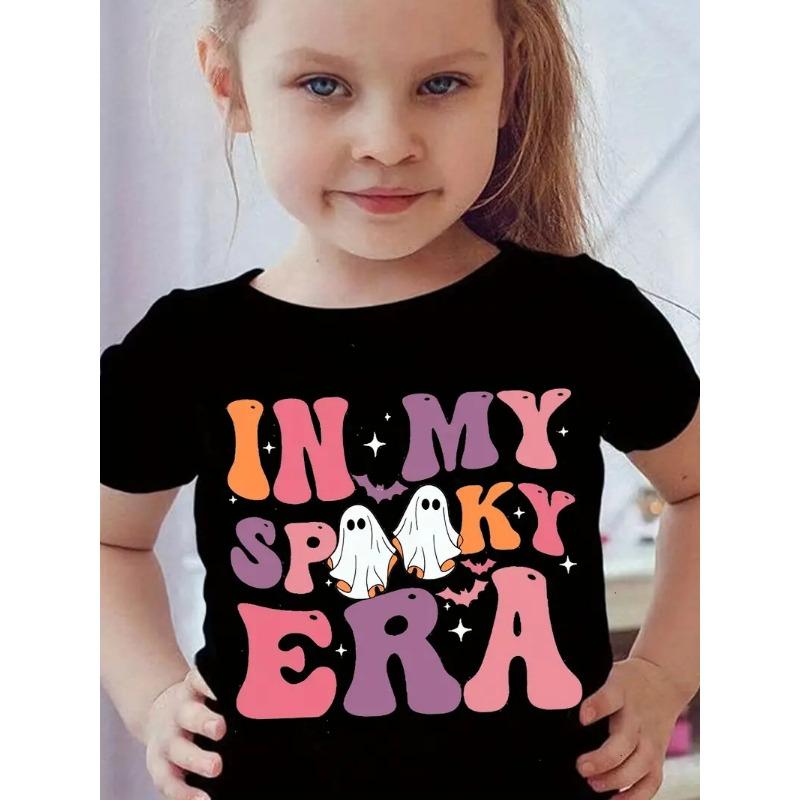 Футболка с короткими рукавами, летний наряд со стильным мультяшным принтом, милый модный топ с круглым вырезом, свободный крой, детская футболка