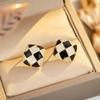 Классические решетчатые серьги-гвоздики для женщин, черная эмаль, масло, белый кристалл, геометрические квадратные серьги, модные вечерние винтажные украшения