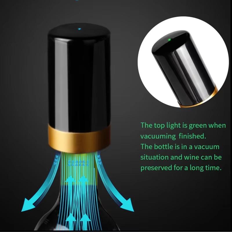 Electric Vacuum Wine Bottle Stopper Pump Preservation Bar Tools Reusable Automatic Keep Fresh Wine Stopper Kitchen Accessories