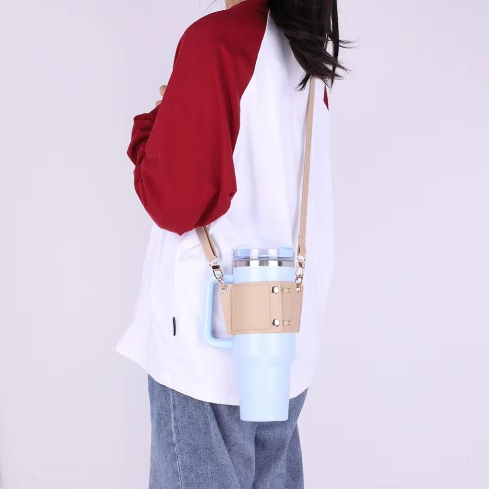 With Strap Water Bottle Holder PU Leather Bottle Sling Holder  For Stanley 30oz & 40oz Tumbler