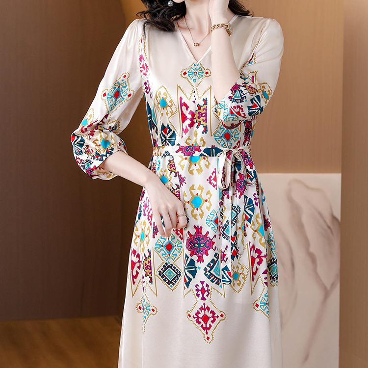 Элегантная мода с французским цветочным платьем для женщин, платья больших размеров