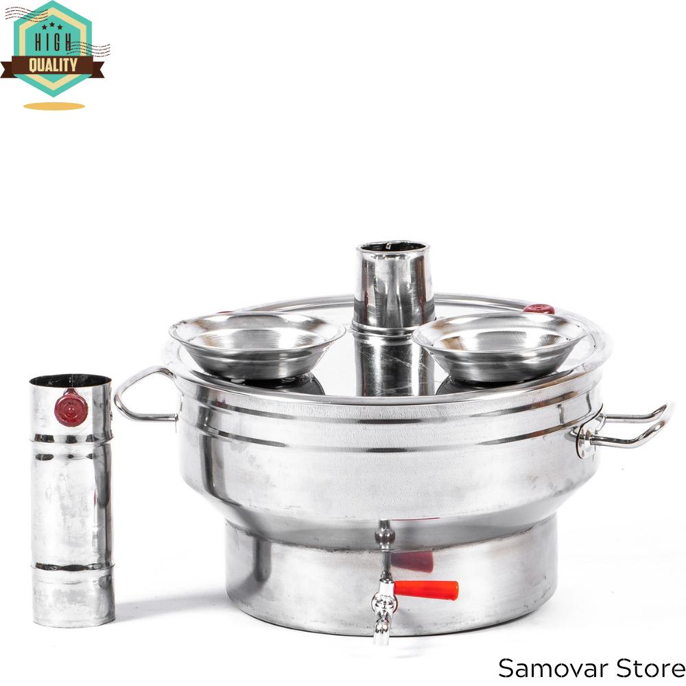 12 Liter Samovar With 2 Aluminum Teapots (Single Sprinkler) Turkish Samovar Teaware Tea Ceremony Tea Stove Tourist Samovar Tea Pair Tea Items Picnic