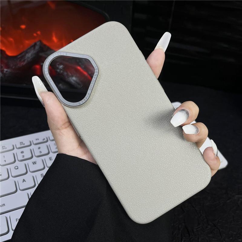 Для Apple iPhone 16 Plus Pro Max прочный металлический чехол с большой дыркой в рамке для объектива Litchi Grain PC, защитный чехол от отпечатков пальцев, задняя крышка-оболочка