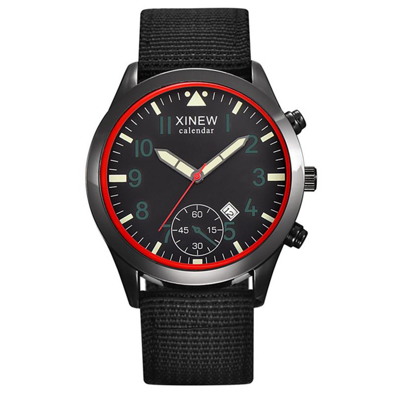 XINEW Cheap Brand Watches For Men Students Fashion Simple Leather Band Army Sports Date Quartz Watch Relogios Masculinos