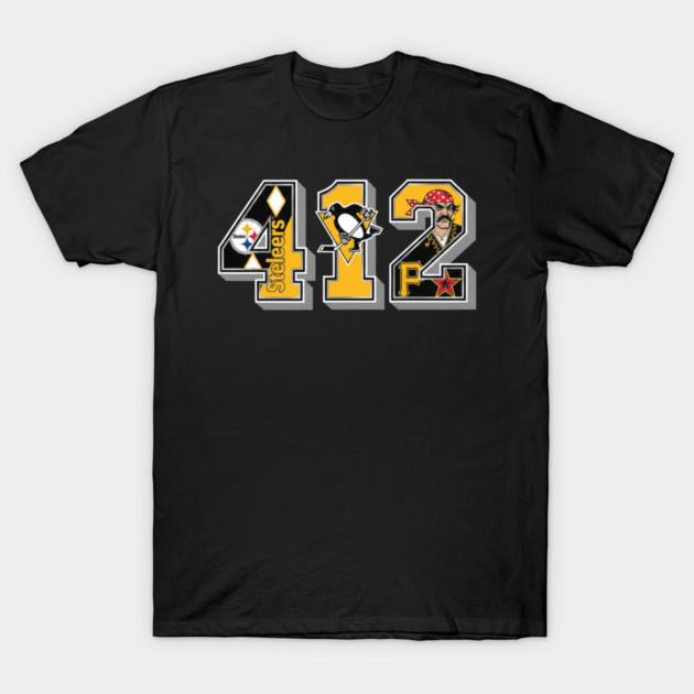 Asian Size Cotton Unisex Tshirt Print T-shirt Area Code 412 Sports Teams For Pittsburgh Kids Gift T-shirt No-Cut Print Regular Fit
