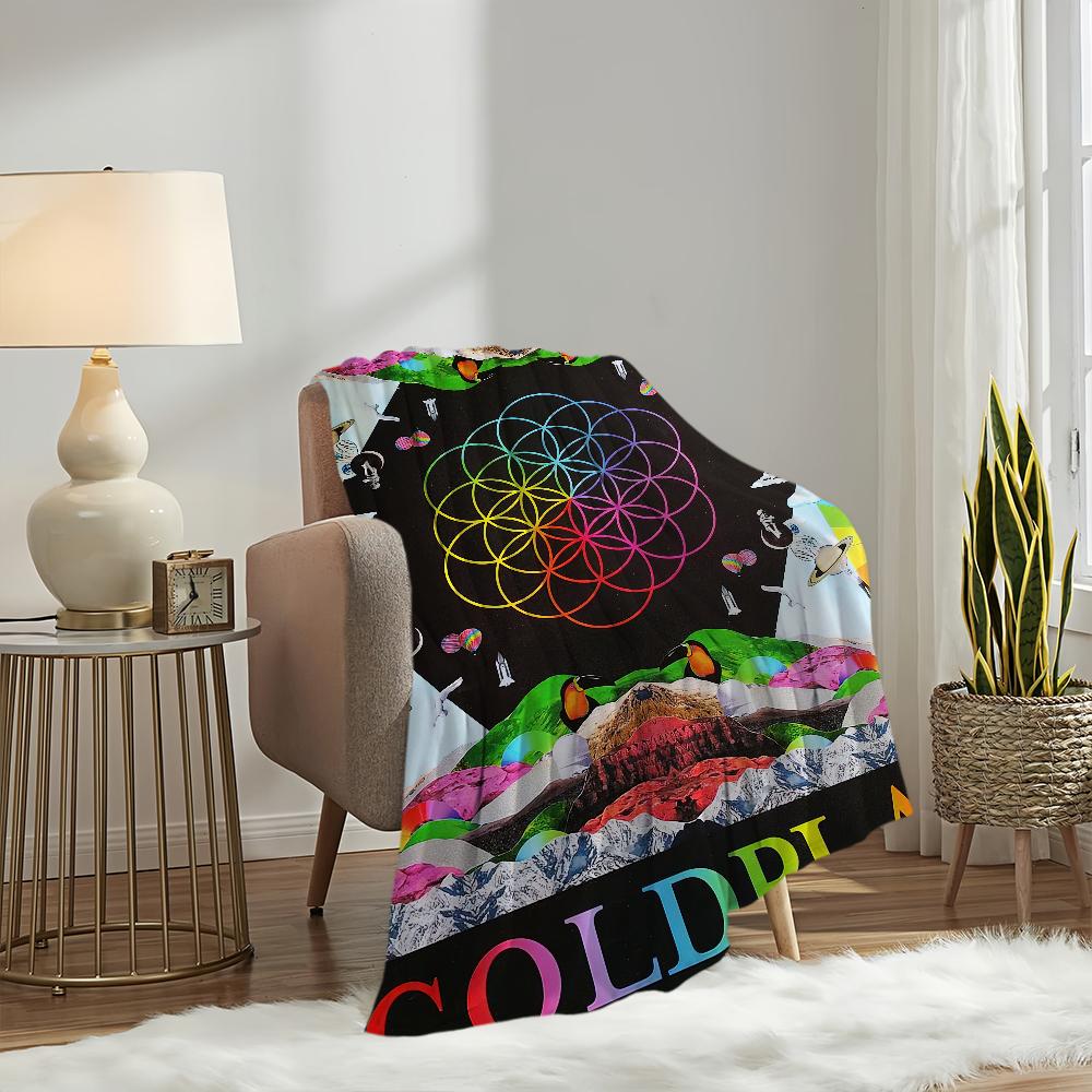 Band C-Coldplay Moon Music Blanket Plush Nap Sofa rug for Living Room Warm Office Bedroom Birthday Home Travel Kid Gifts