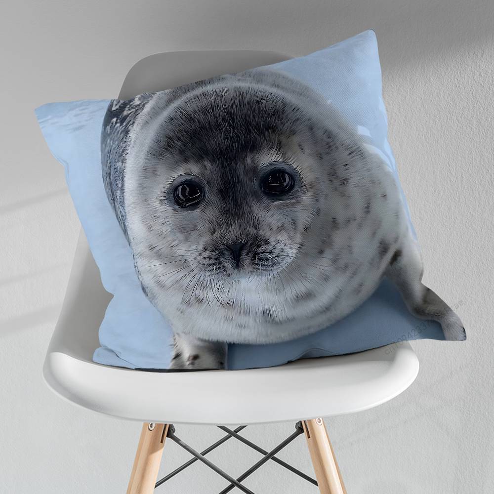 Animal Seal Cute Throw Pillow Case Living Room Sofa Cushion Cover For Home Bedroom Decoration Protector