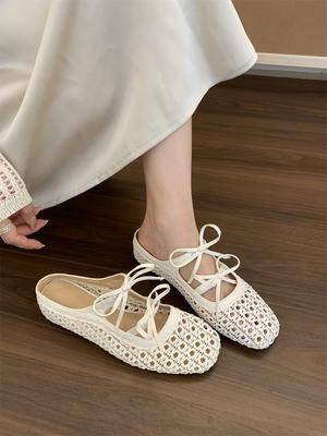 Дышащие тапочки с закрытым носком Женские Летние Уличные Туфли с отверстиями Домашние Повседневные Сквозные Тапочки Слипоны с Пряжкой Женские