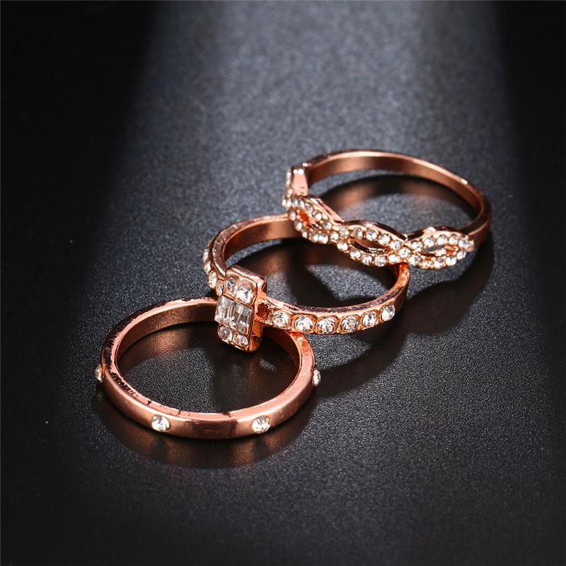 3Pcs/Set Infinity Rings Set Women Girls Crystal Twist Ring Couples Female Engagement Wedding Jewelry