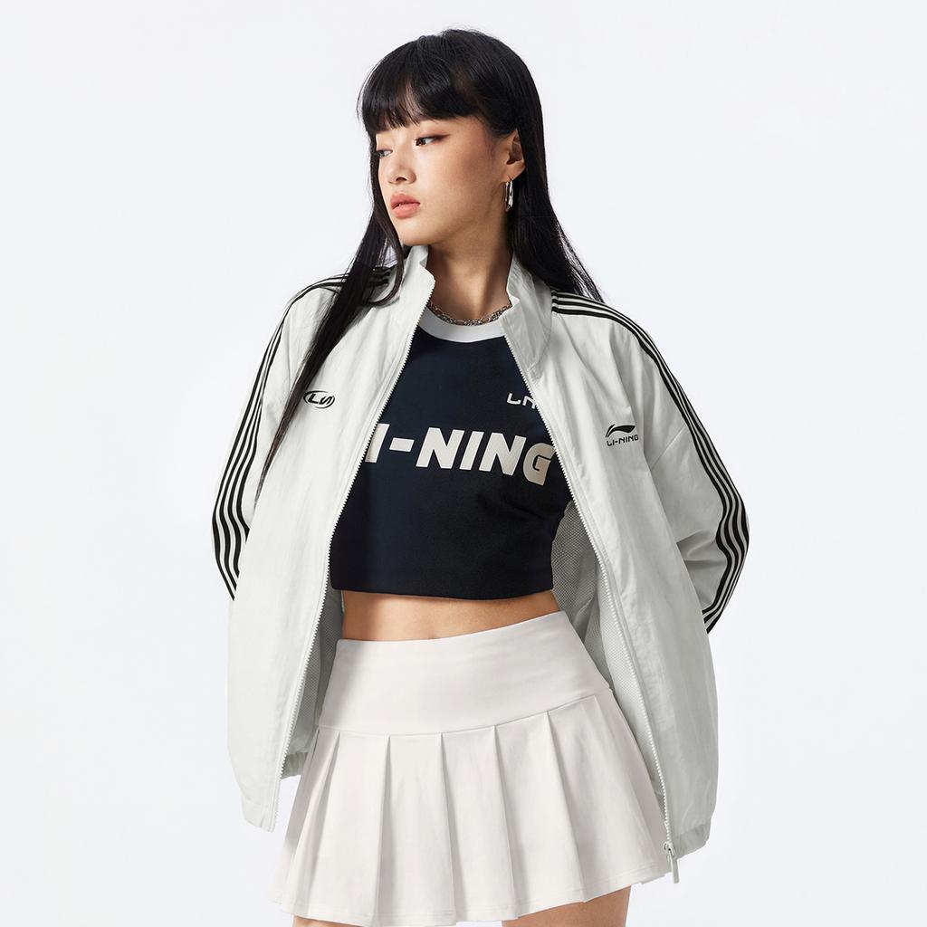Men's Li-Ning Trench Coats Unisex Ivory Stand Collar Moderate