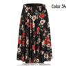 Women's Summer Floral Ice Silk Pleated Skirt - Mid-Length with Elastic Waist