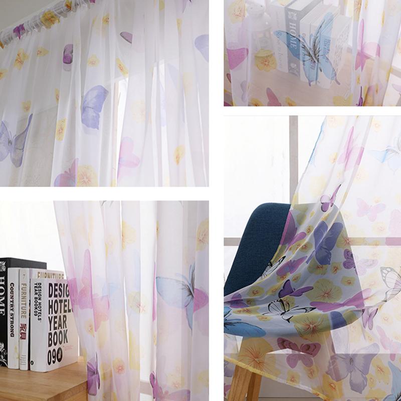 100*270см Большой Занавес на Кулиске с Принтом Бабочек Газ Тюль Прозрачный Домашний Декор Оконные Шторы Прозрачные Экраны Тюль