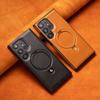 Suitable for Samsung S25 Ultra Mobile Phone Case Business Leather Case Magnetic Suction Bracket S24plus High End Genuine Leather Protective Case