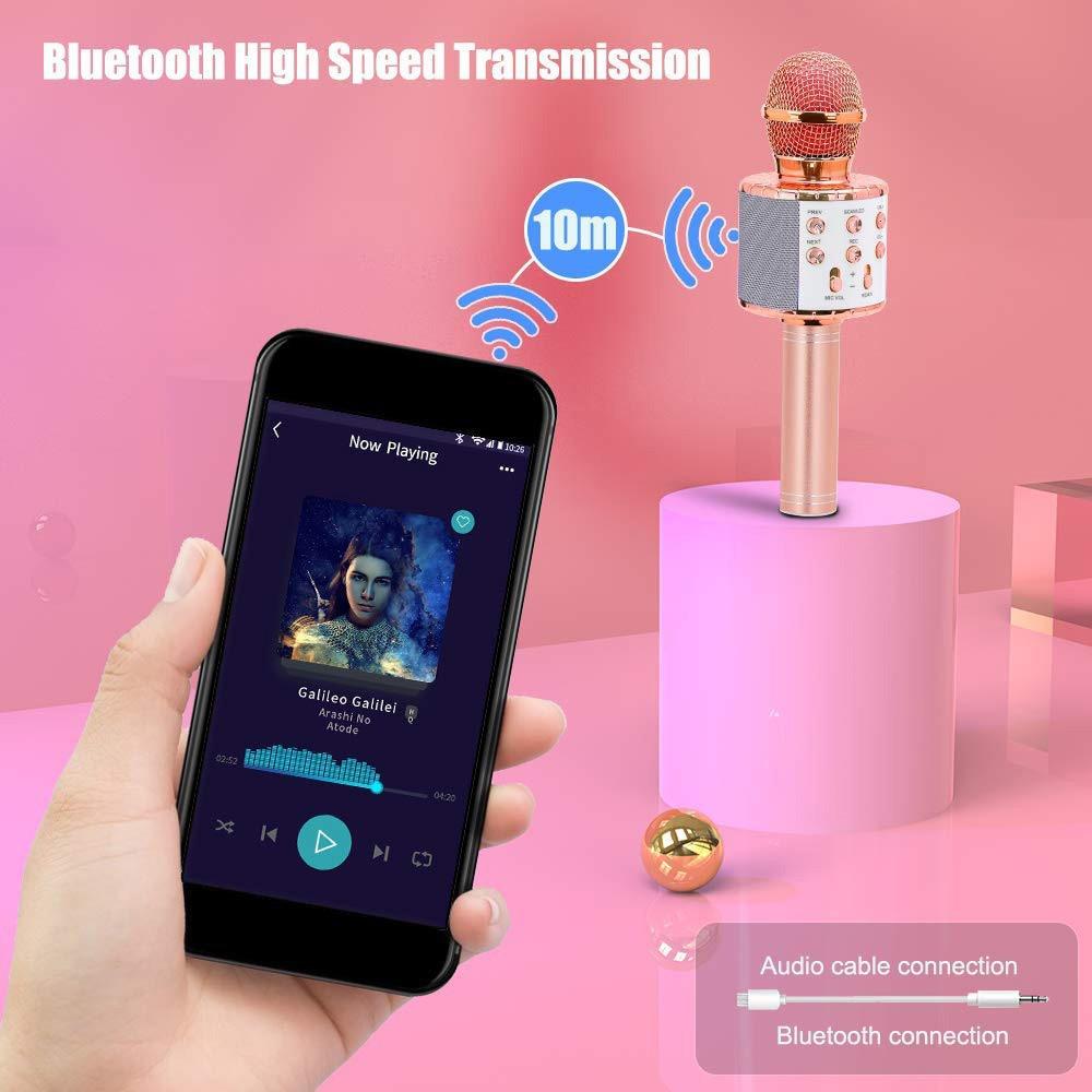 2024 New Wireless Bluetooth Karaoke Microphone Music Player KTV Speaker Children's Music Stage Toys Music Singing Children's Gift Recorder