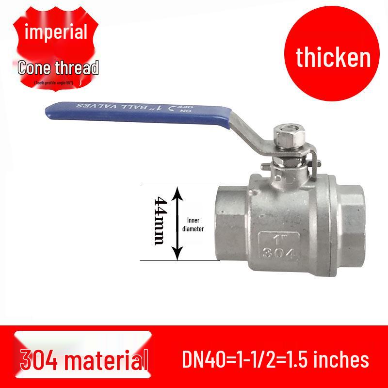 201/304 Stainless Steel Female Thread Ball Valve, Two-Piece, Available in 1/2", 3/4", 1", 2" (DN15-20)
