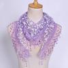 Sweet Pretty Elegant Hollow Tassel Lace Rose Floral Knit Triangle Mantilla Scarf Women Ladies Shawl Wrap Scarves