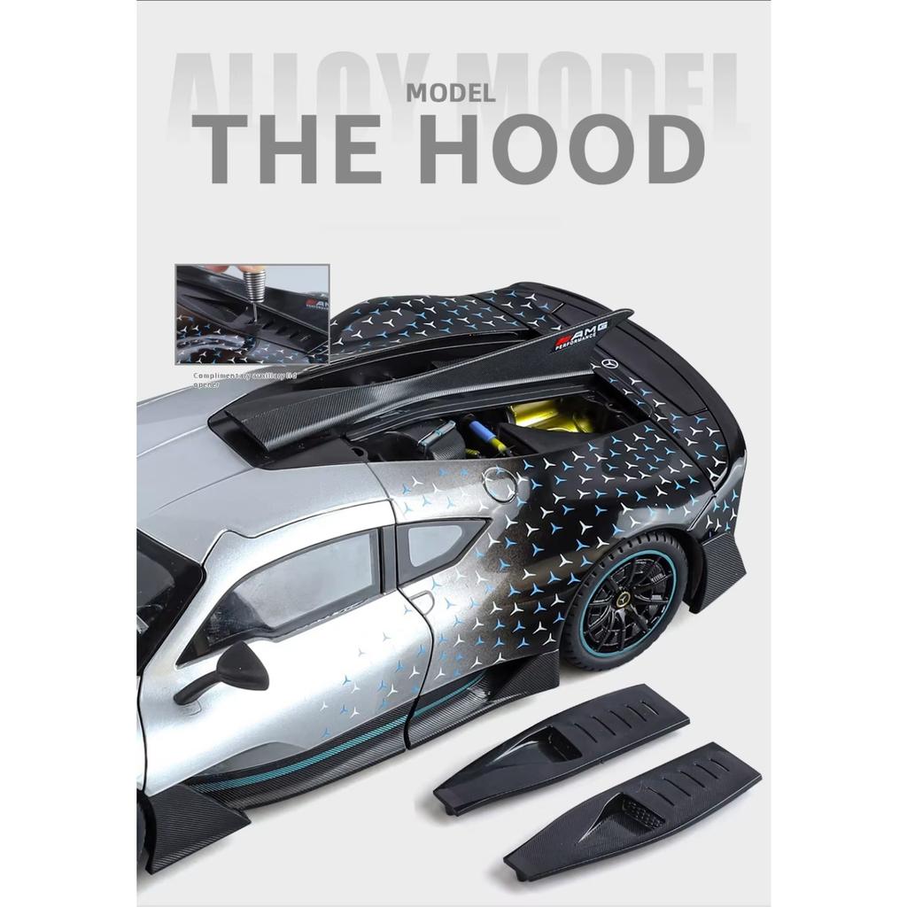 1/18 масштаб Benzs One Alloy Sports Car Model Diecasts Metal Concept Racing Vehicles Car Model Sound and Light Simulation Kids Toys Gift