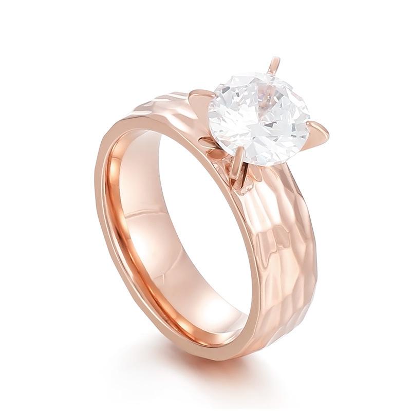 Unique Stackable Couple Ring Set 18K Gold Plated Stainless Steel Jewelry Zircon Wedding Engagement Rings for Men and Women
