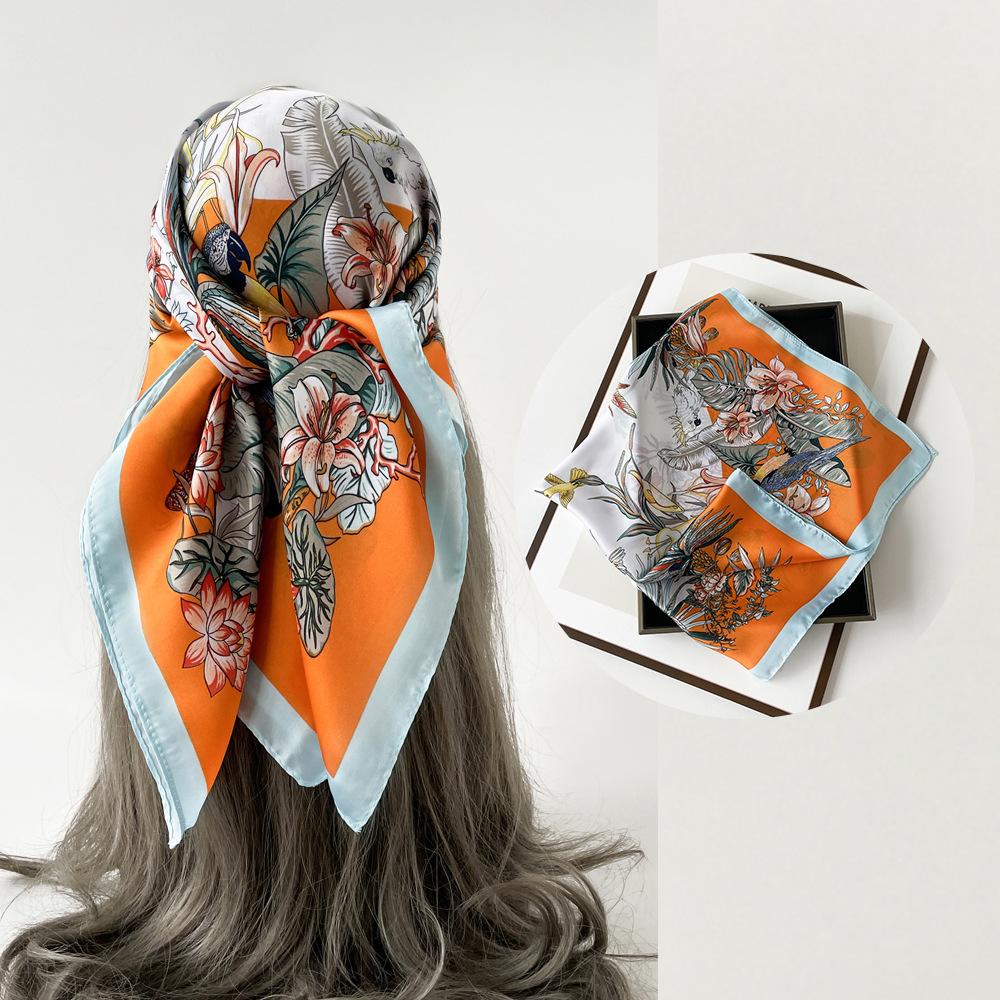 Весенне-летний атласный длинный шарф для женщин, солнцезащитная шаль, модный атласный длинный шарф для красоты, универсальный дорожный шарф