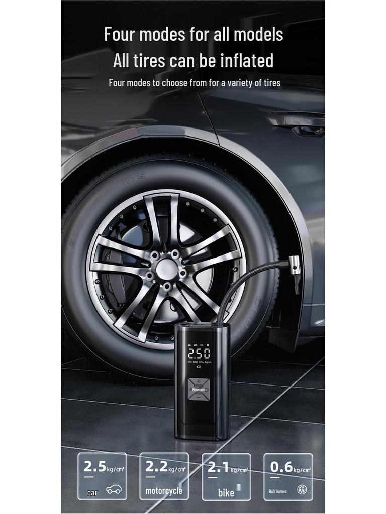 Беспроводной цифровой автомобильный насос высокой мощности с дисплеем