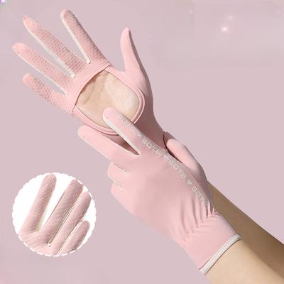 Летние женские солнцезащитные перчатки UV Анти-ультрафиолет Тонкие Прохладные Для езды на открытом воздухе Перчатки из ледяной нити Противоскользящие и Дышащие