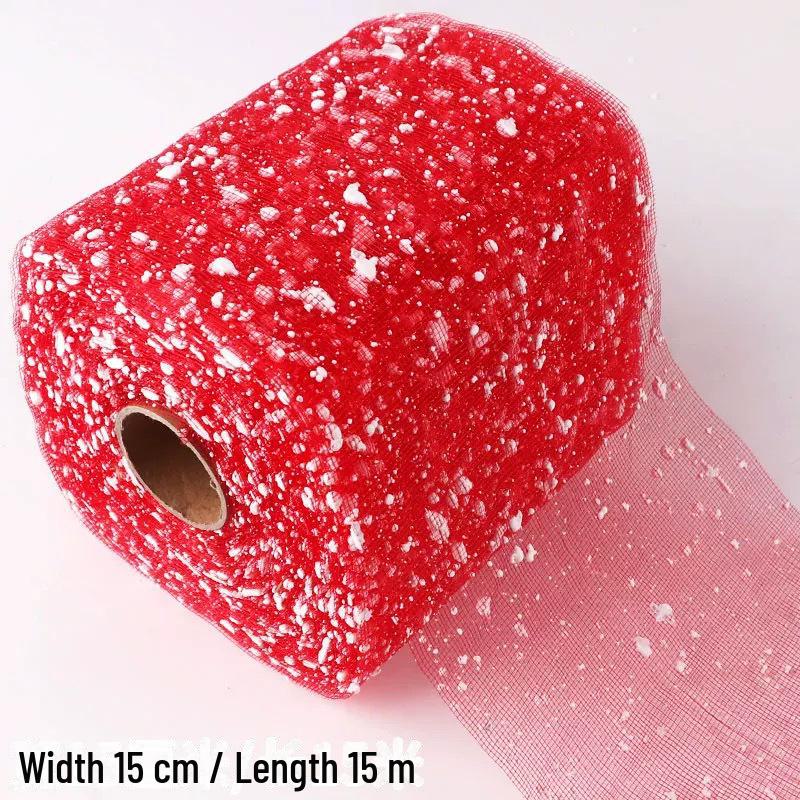 Пряжа в сетку «Снежный горошек» шириной 15 см для упаковки букетов роз и свадебного декора