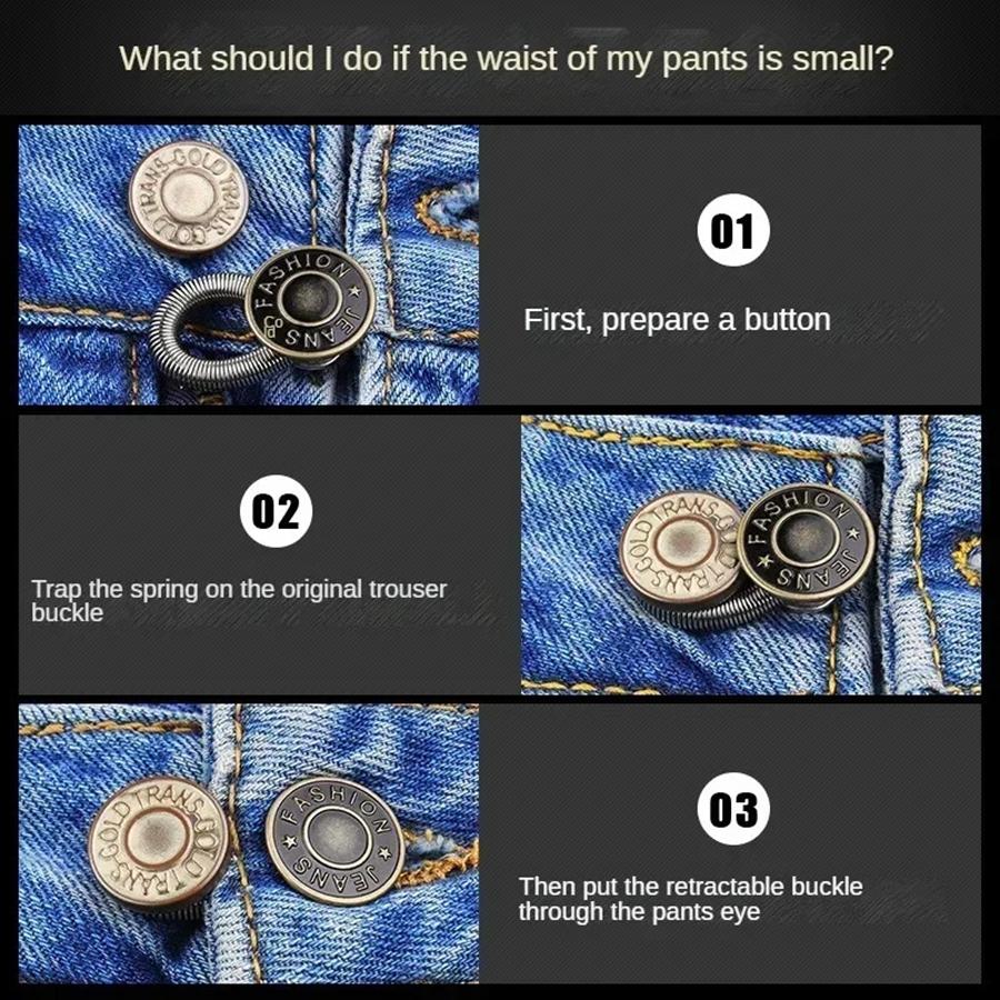 5 шт., джинсы, удлинение талии, регулируемая пуговица, пружинные металлические эластичные пуговицы, брюки, эластичные аксессуары, удлинитель общего назначения
