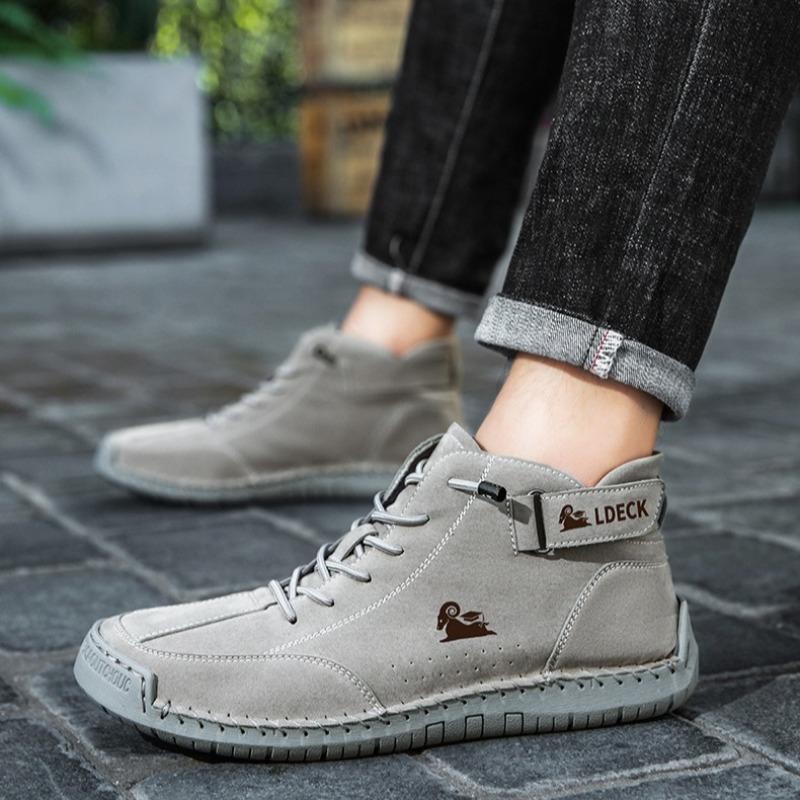 Модная мужская повседневная обувь Высококачественные ботильоны из коровьей кожи Модные кожаные ботинки ручной работы Высокие кроссовки для мужчин Zapatillas Hombre