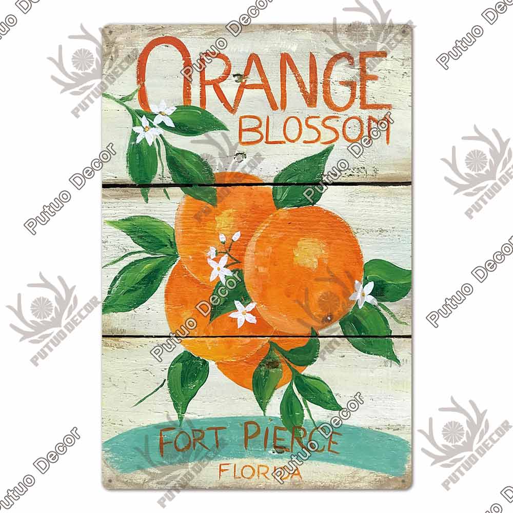 Putuo Decor Фрукты Винтажная Жестяная Табличка Металлическая Пластина Ретро Настенное Искусство Декор Гостиная Ферма Сад Кухня Железная Роспись