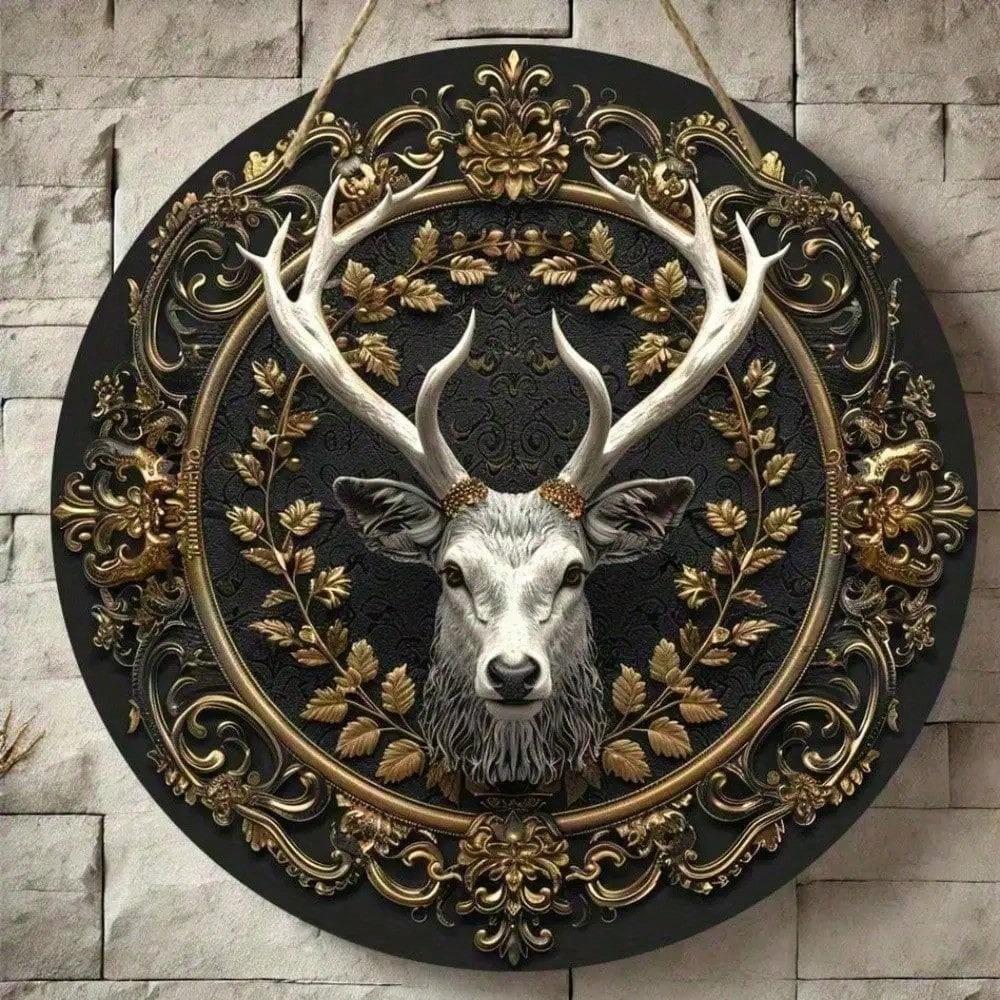 Рустикальная настенная art-декор 'Голова оленя' Рогатая деревянная табличка Декор для дома в стиле farmhouse 8x8 дюймов