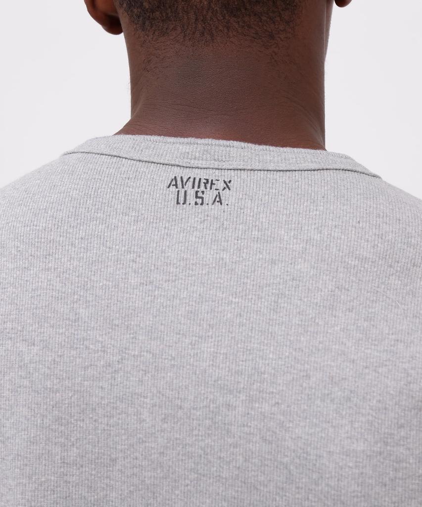 AVIREX DAILY RIB HENLY NECK TEE 6153482 men's M grey