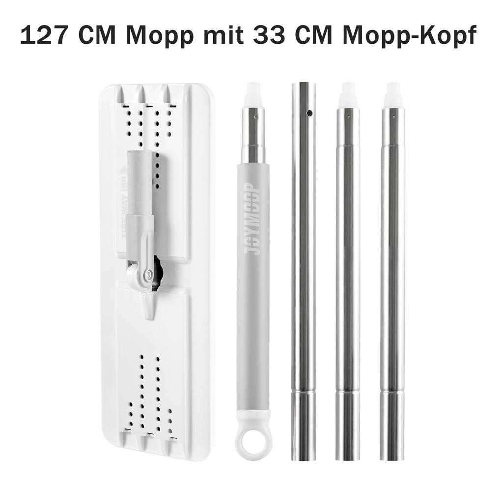 JOYMOOP Плоская швабра из микрофибры для мытья пола, мытья стен см Ручка для швабры Гибкая 33 см Плоская насадка с насадкой из микрофибры Белая швабра, 125,5 -