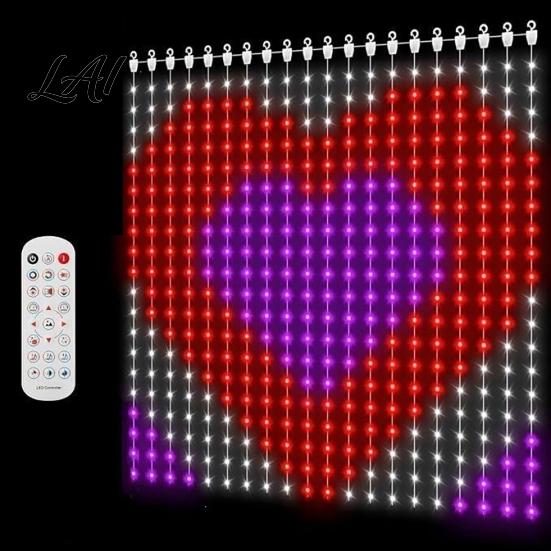 Addressable RGB String Lights Smart Curtain Light APP Control Christmas Light with DIY Animated Display And Music Sync Dynamic Party Decorations 400