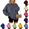 Women's Fashion Long Sleeve Solid Color Round Neck Loose Pullover Sweater Top