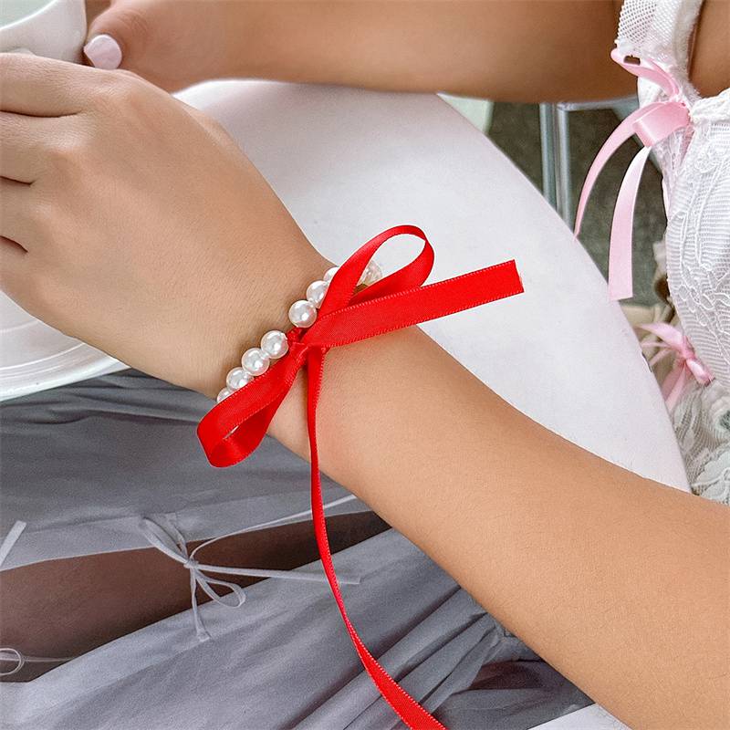 Элегантный аксессуар из искусственного жемчуга, цепочка на ключицу, черная бархатная лента, колье-чокер с бантом