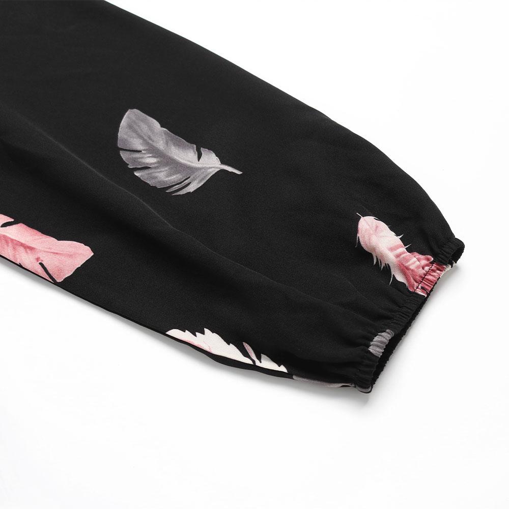 Casual Print Single Breasted Spring Summer Dress Short Sleeve V Neck High Waist Medium Long