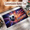 Soccer Theme Soft Crystal Velvet Rug Custom Name & Text Print Non Slip Floor Rug for Bedroom Living Room