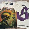 Mens Oversized Cotton Long Sleeve Tee With Skull Graphic Print Streetwear Rock Band Style Loose Fit Teens Adults