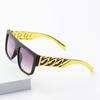 Хип-хоп Пафосный Панк Стиль Большая Золотая Цепь Очки Солнцезащитные Очки Квадратной Рамы Женские Солнцезащитные Очки