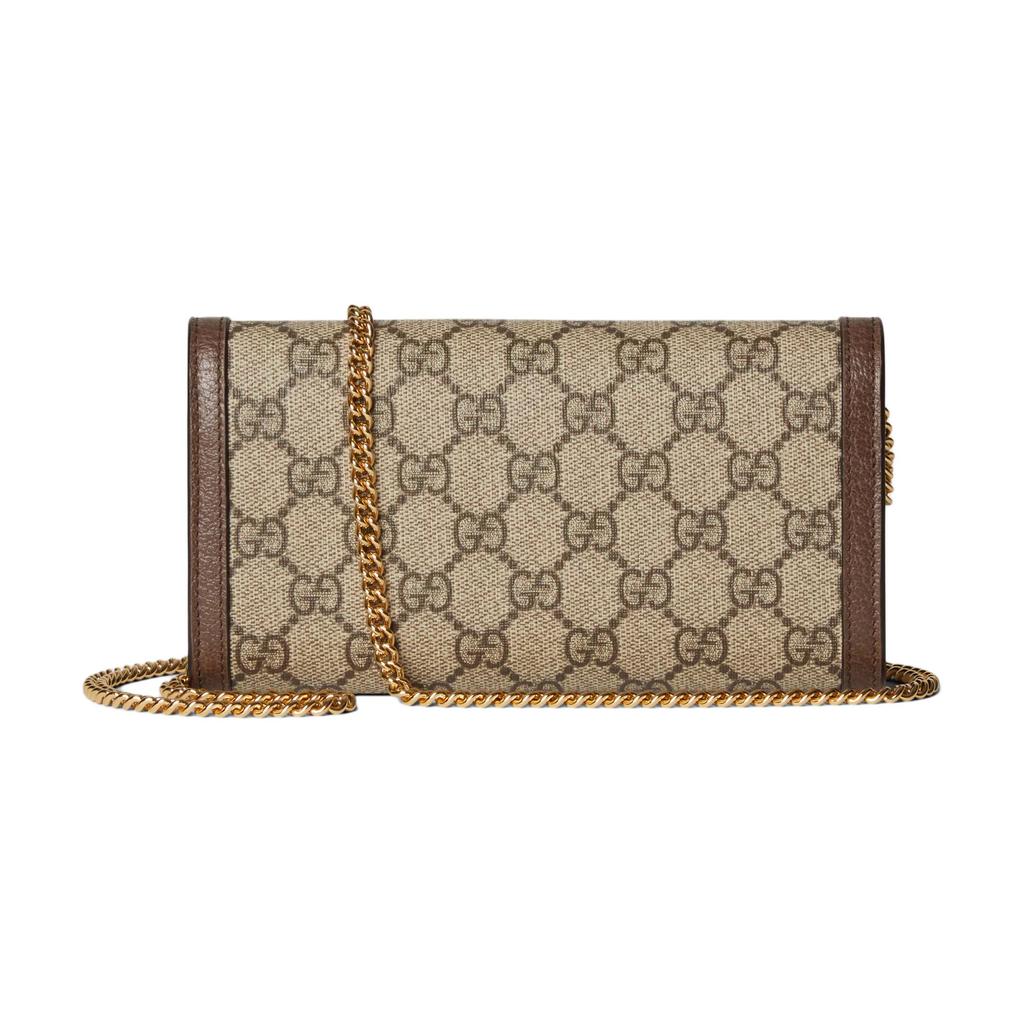 Gucci Chain Wallet GG Canvas Gold Hardware Leather Trim Casual Daily Wear 772309-K9GSG-8367