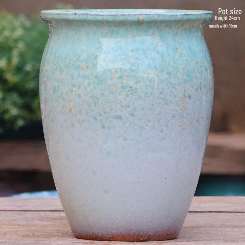 Handmade Coarse Pottery Tall Flower Pot for Succulents and Green Plants – Breathable Ceramic Jar for Bird of Paradise & Bougainvillea