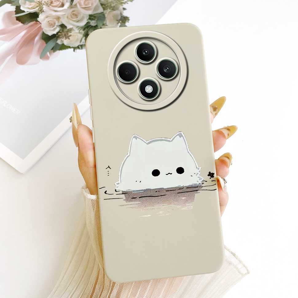 Чехол для OPPO Reno 12F 5G Прозрачный Милый Кот OPPO Reno12 F Reno12F Reno 12 F 5G CPH2637 Ударопрочный Мягкий Чехол для Телефона Полная Защита