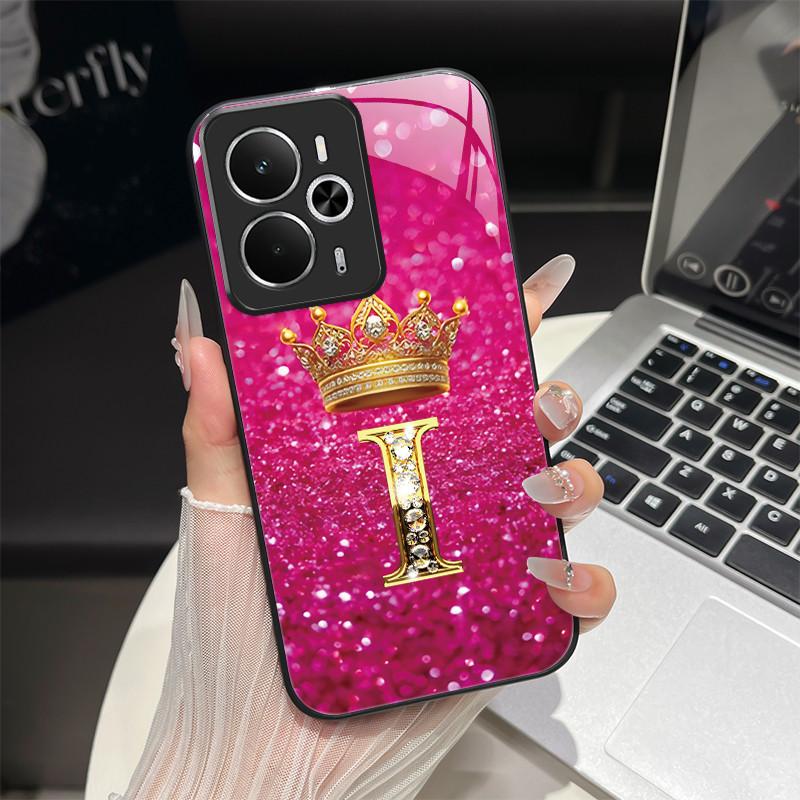 Для Oppo Realme 14 14T 5G Чехол RMX5075 RMX5078 Модный с буквами Ударопрочный Закаленное стекло Чехол-сумка для Realme14 Realme14T 5G