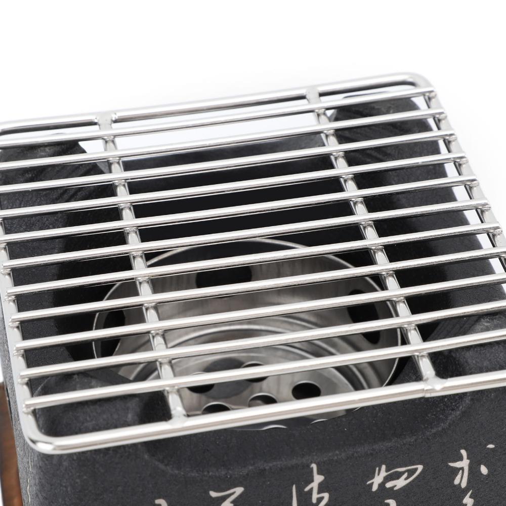Black Japanese Charcoal Grill Cast Metal Tabletop BBQ Stove Portable Square Stove BBQ Cooking