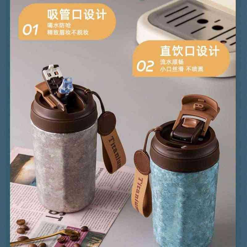 Pure Titanium Insulated Coffee Cup Portable Travel Mug Double-Wall Vacuum Men Women Gift Box