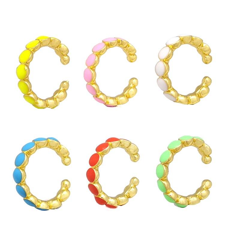 Одинарные серьги-каффы, неоновый зеленый, желтый, яркие флуоресцентные украшения, геометрические круглые U-образные серьги-клипсы без пирсинга, серьги-каффы Aretes