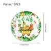 Jungle Dinosaur Party Disposable Tableware Set Green Dino Roar Paper Plates Happy Kids Jungle Dino 1st Birthday Party Decoration