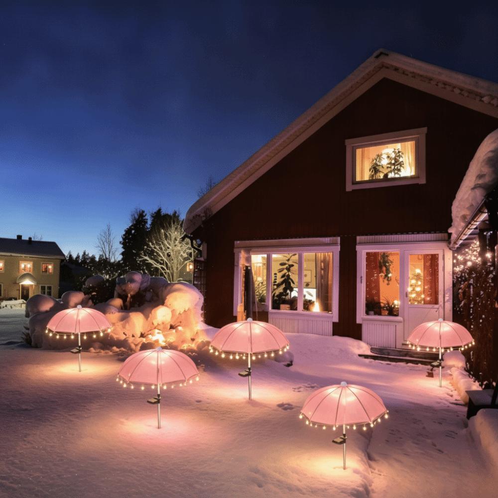Waterproof Ground Stake Lights Umbrella Shaped Umbrella Lights Landscape Solar Lights Patio