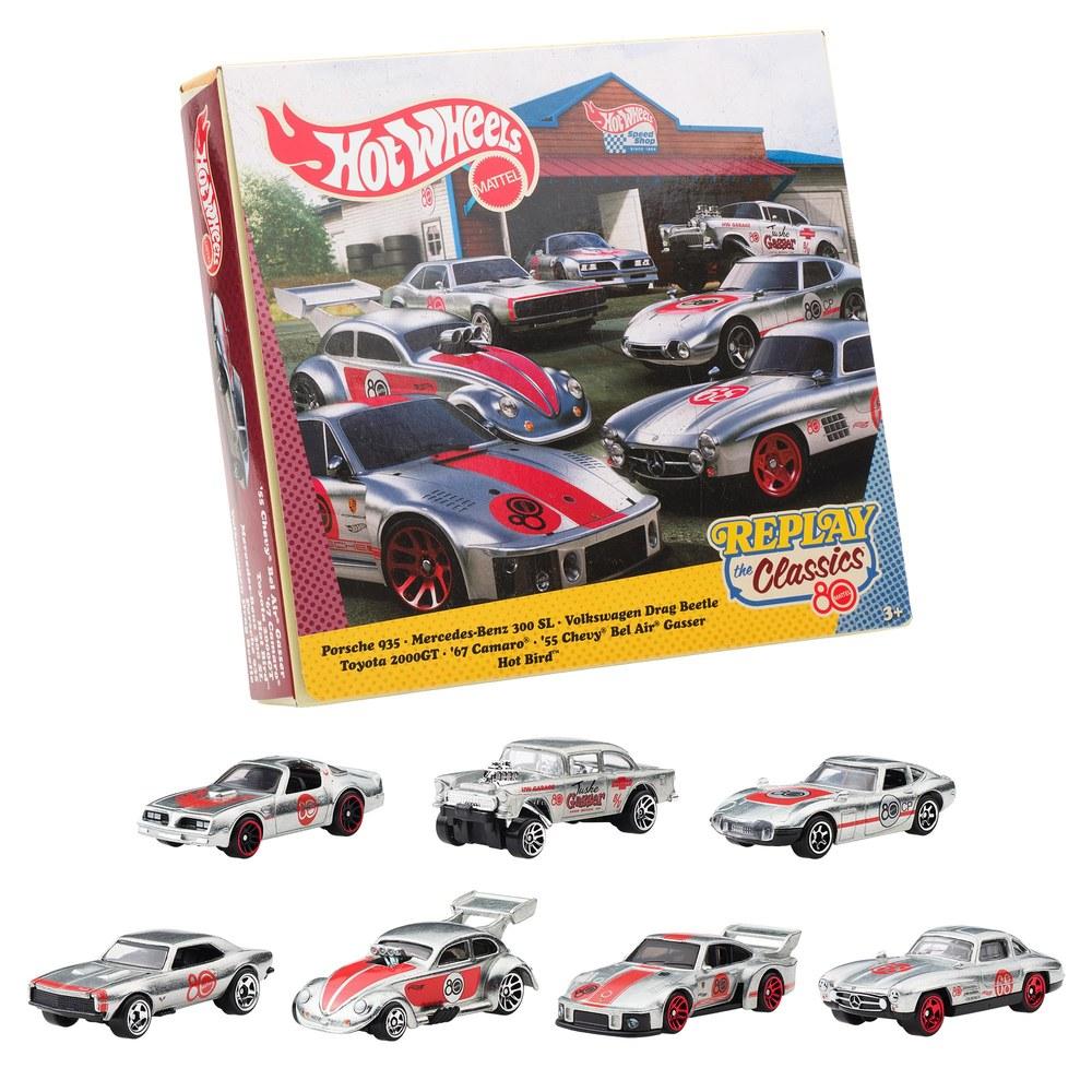 Hot Wheels Mattel 80th Anniversary 7-Pack Mini Cars Toy Set JHF01 for Ages 3 and Up Metal