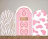 BEPAN Pink cow theme arched column background customizable baby birthday party christening baby shower decoration props stretch fabric
